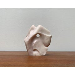 Vintage Postmodern Stone Sculpture, Pink Stone, Abstract Design, 1980s
