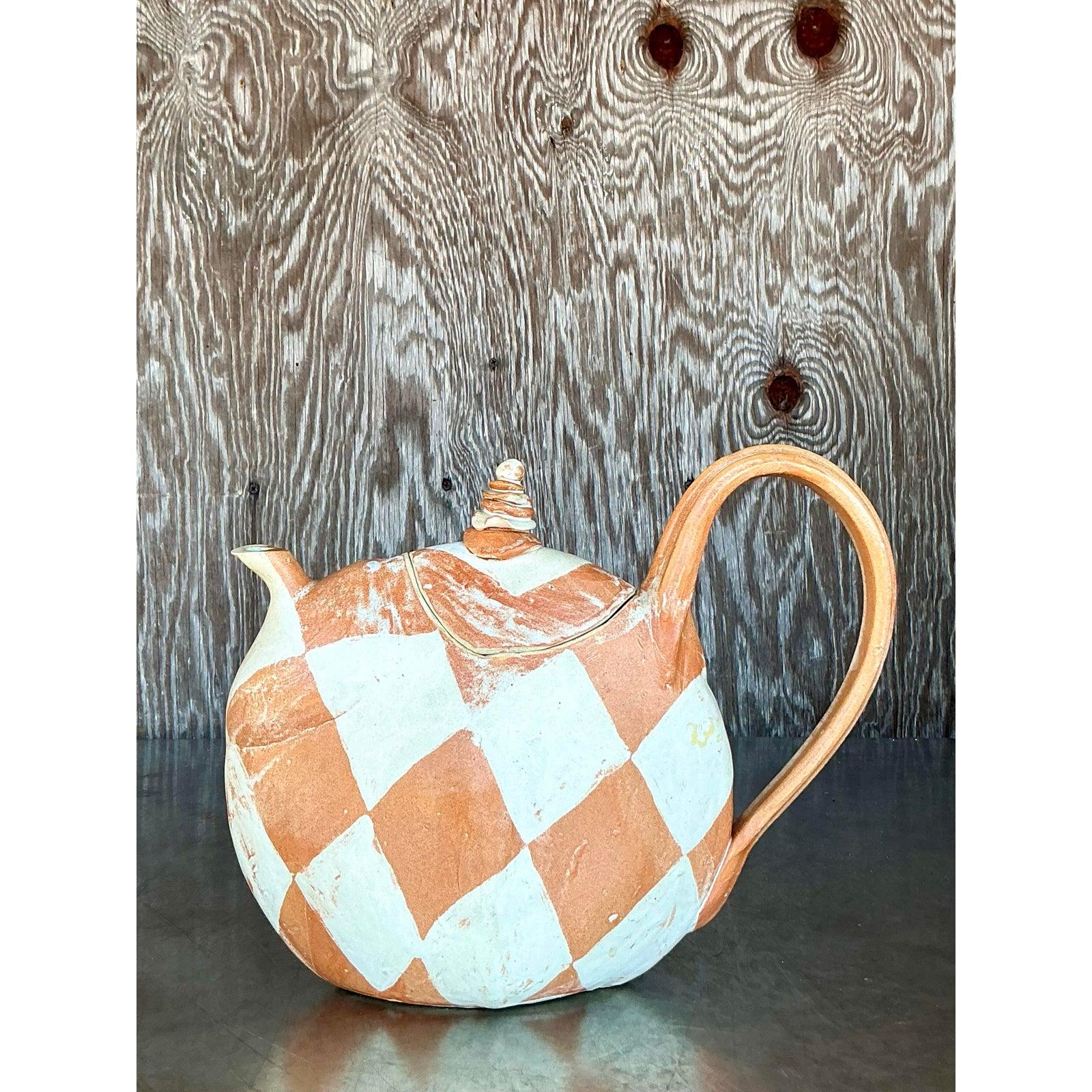 Vintage Postmodern Studio Pottery Teapot For Sale 4