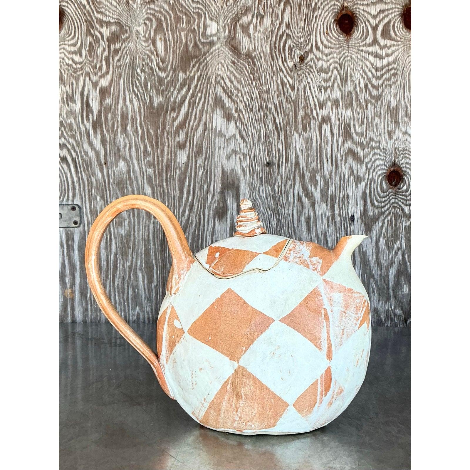 Vintage Postmodern Studio Pottery Teapot For Sale 5