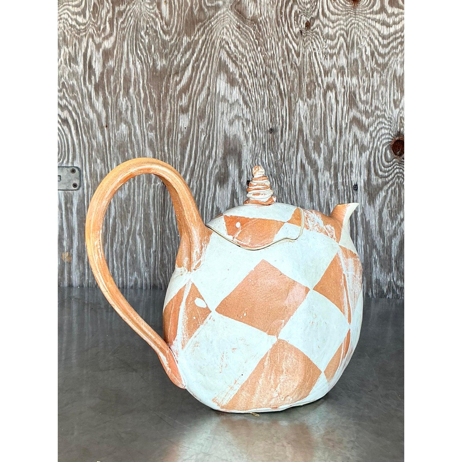 Vintage Postmodern Studio Pottery Teapot For Sale 2