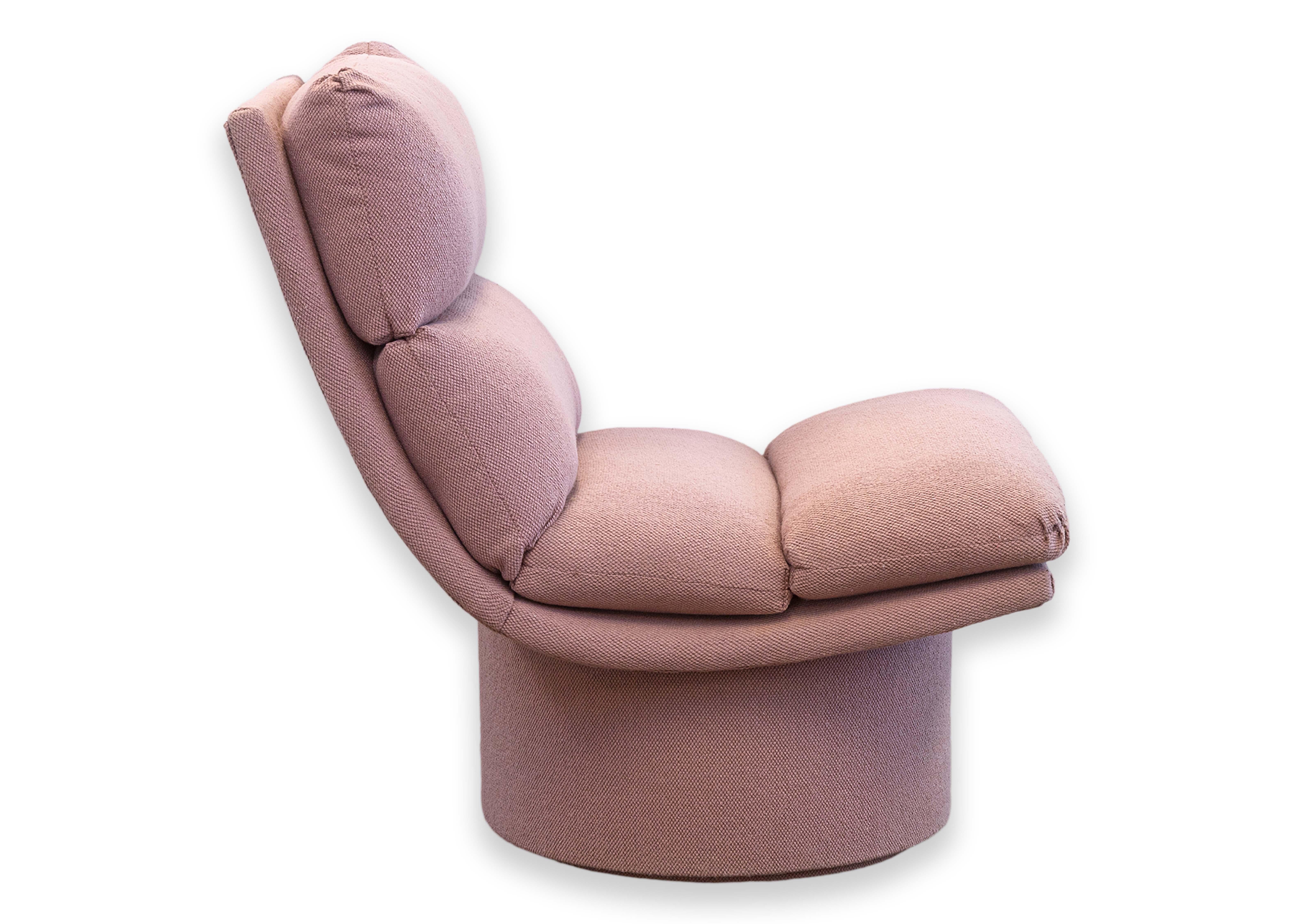 Vintage Postmodern Schwenkbar Rosa Stoff Scoop Akzent Lounge Stuhl im Angebot 4