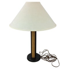 Used Postmodern Table Lamp Black with Teak Wood Accent & Empire Shade