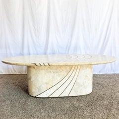 Vintage Postmodern Tessellated Stone Coffee Table