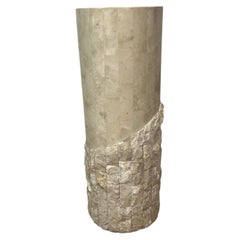 Vintage Postmodern Tessellated Stone Pedestal Sculptural Textured Base 1980s