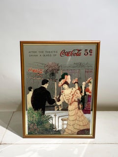 Vintage Postmodern Textured Coca-Cola "After the Theatre" Advertising Pub Mirror