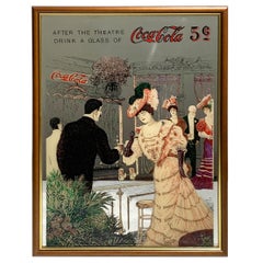 Vintage Postmodern Textured Coca-Cola "After the Theatre" Advertising Pub Mirror