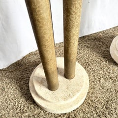 Vintage Postmodern Three Lion Headed Limestone Floor Lamps - A Pair