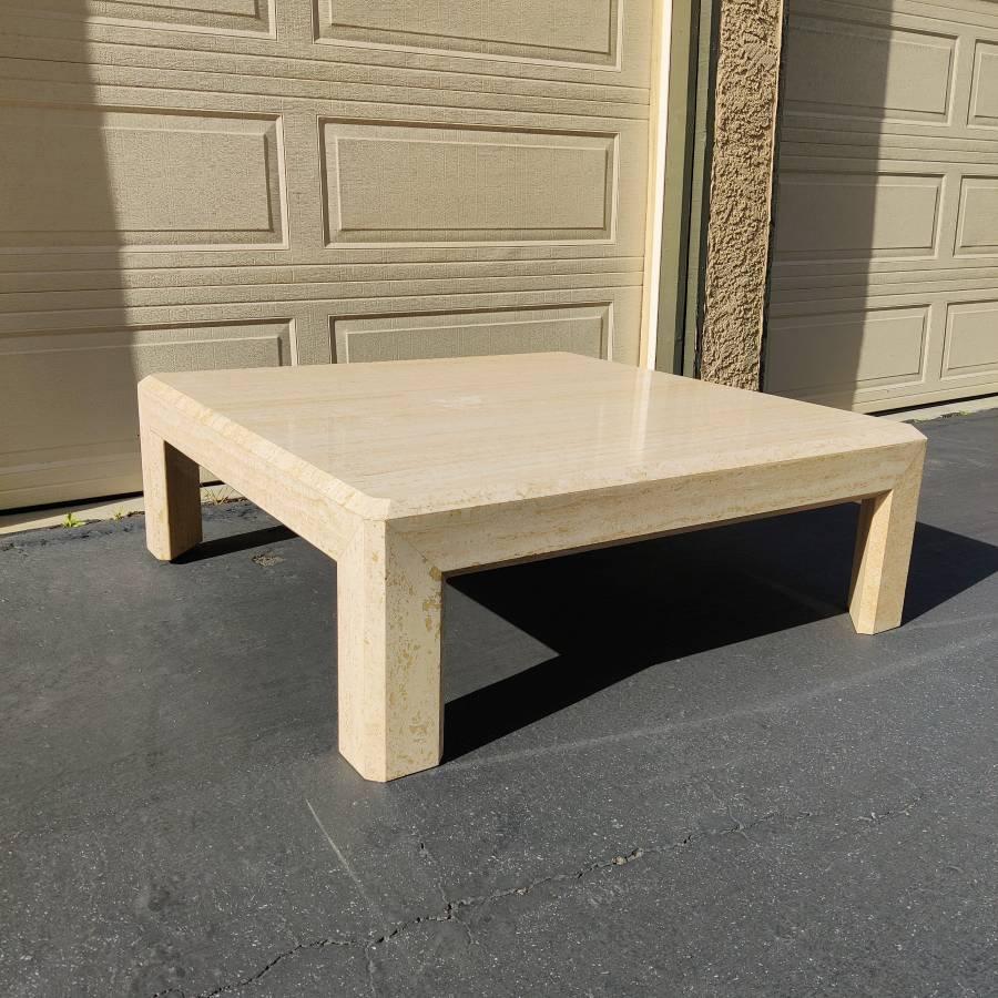 Post-Modern Vintage Postmodern Travertine Coffee Table