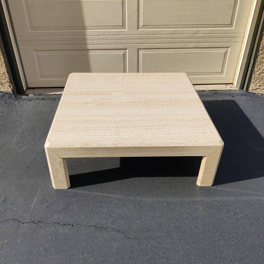 Vintage Postmodern Travertine Coffee Table In Good Condition In Chino Hills, CA