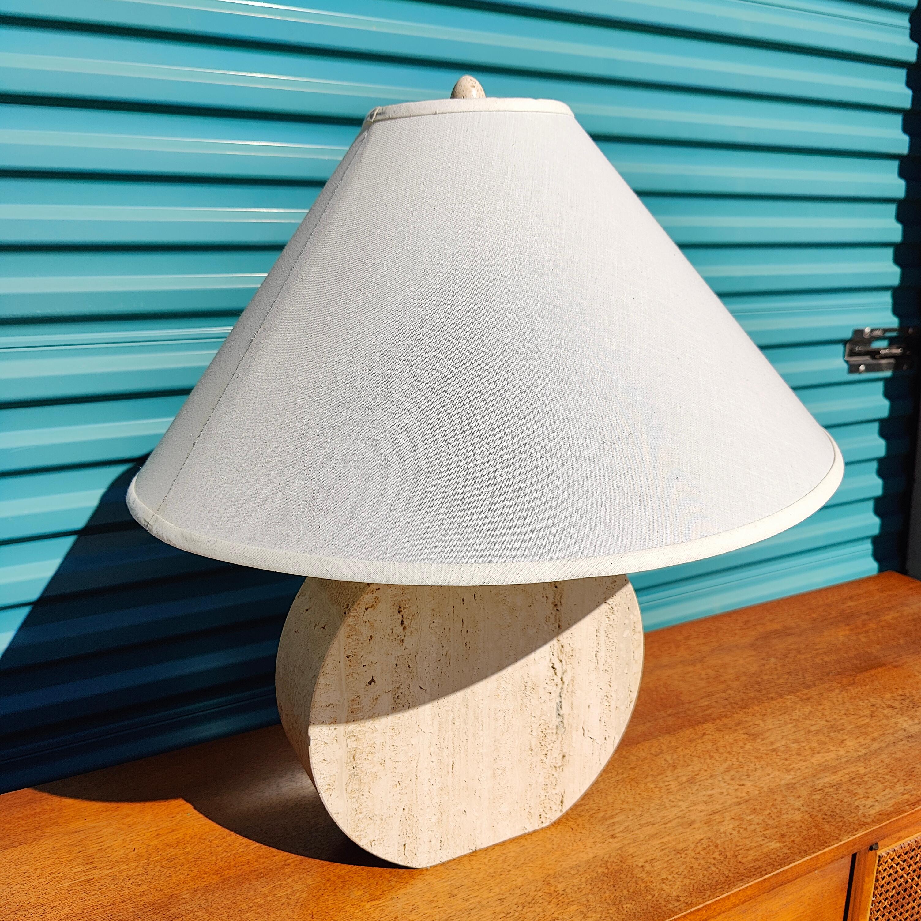 Vintage Postmodern Travertine Table Lamp In Good Condition For Sale In Chino Hills, CA