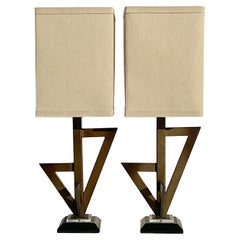 Vintage Post-Modern Triangle Lamps, a Pair