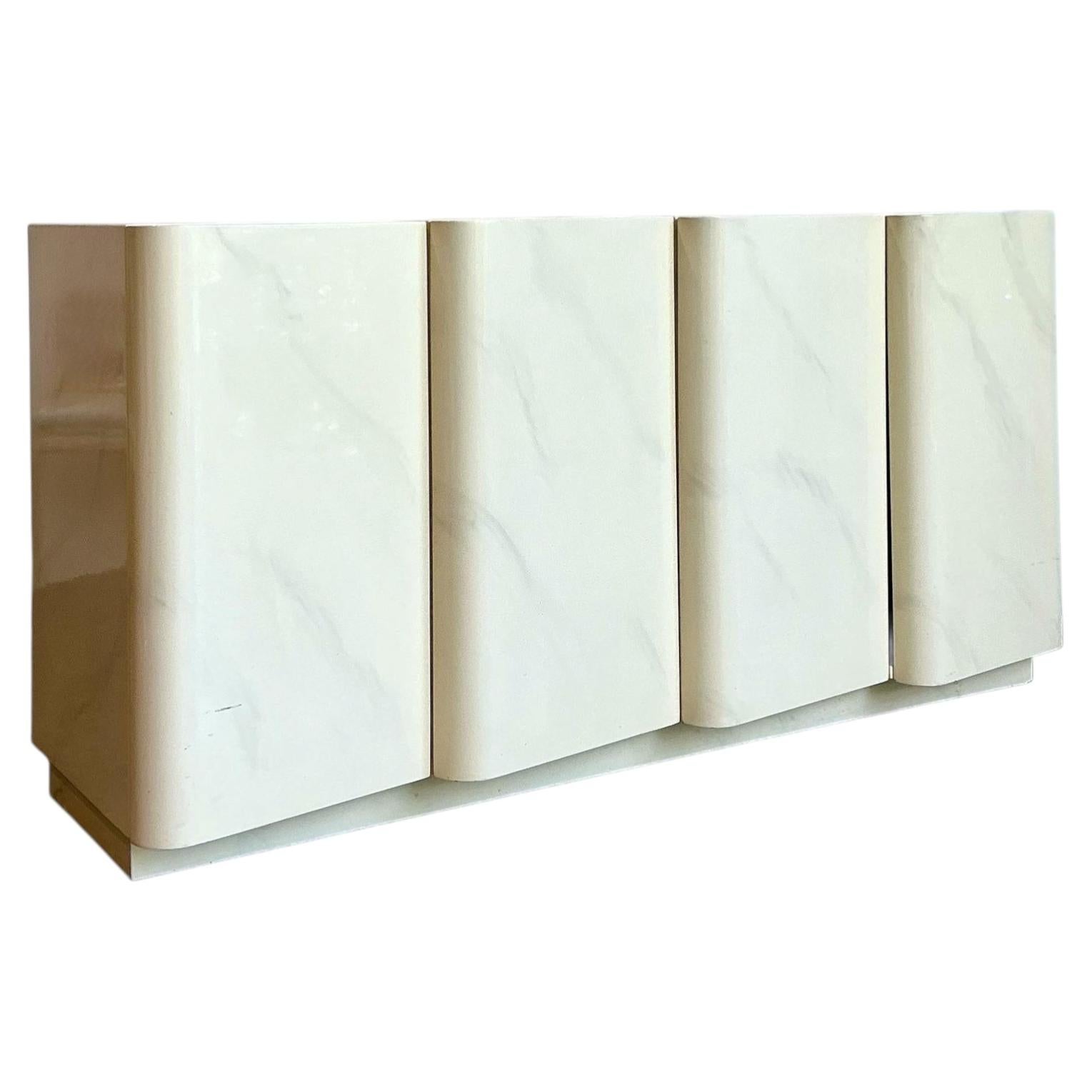 Vintage Postmodern Wave Front Credenza For Sale