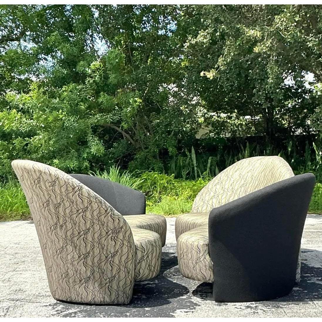 Tissu Canapé Biomorphe Vintage Postmoderne Weiman Preview en vente