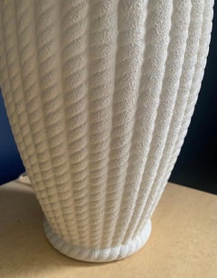 Vintage Postmodern White Ceramic Braided Rope Lamp With Shade