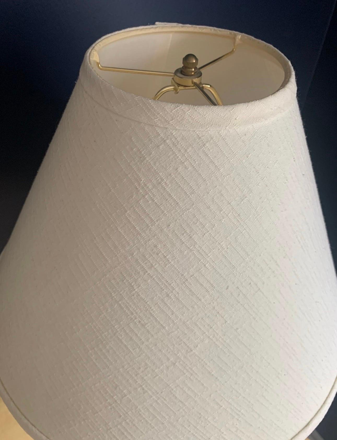 Brass Vintage Postmodern White Ceramic Braided Rope Lamp With Shade For Sale