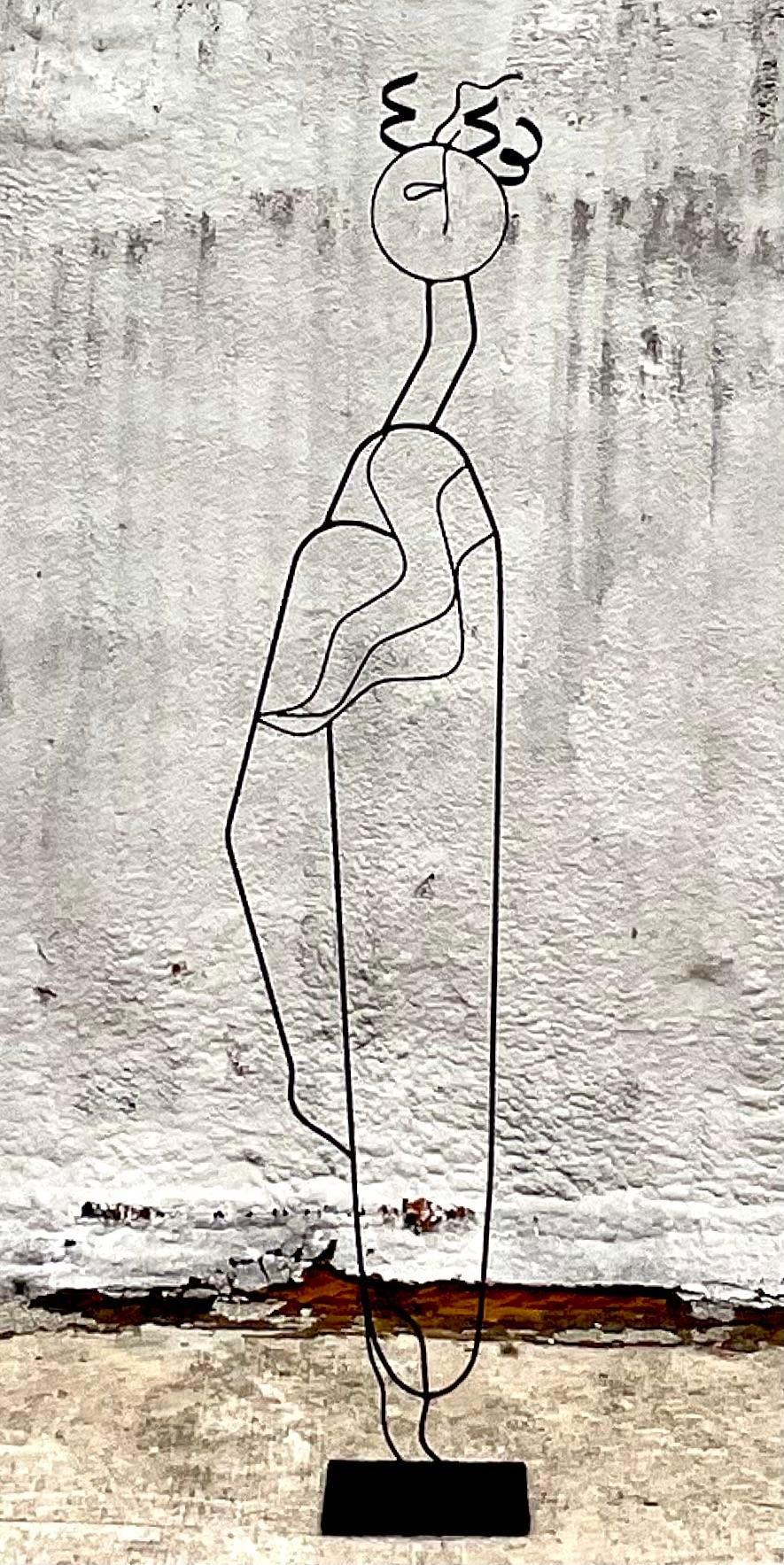  Vintage PostModern Wrought Iron Sculpture of Woman For Sale 1