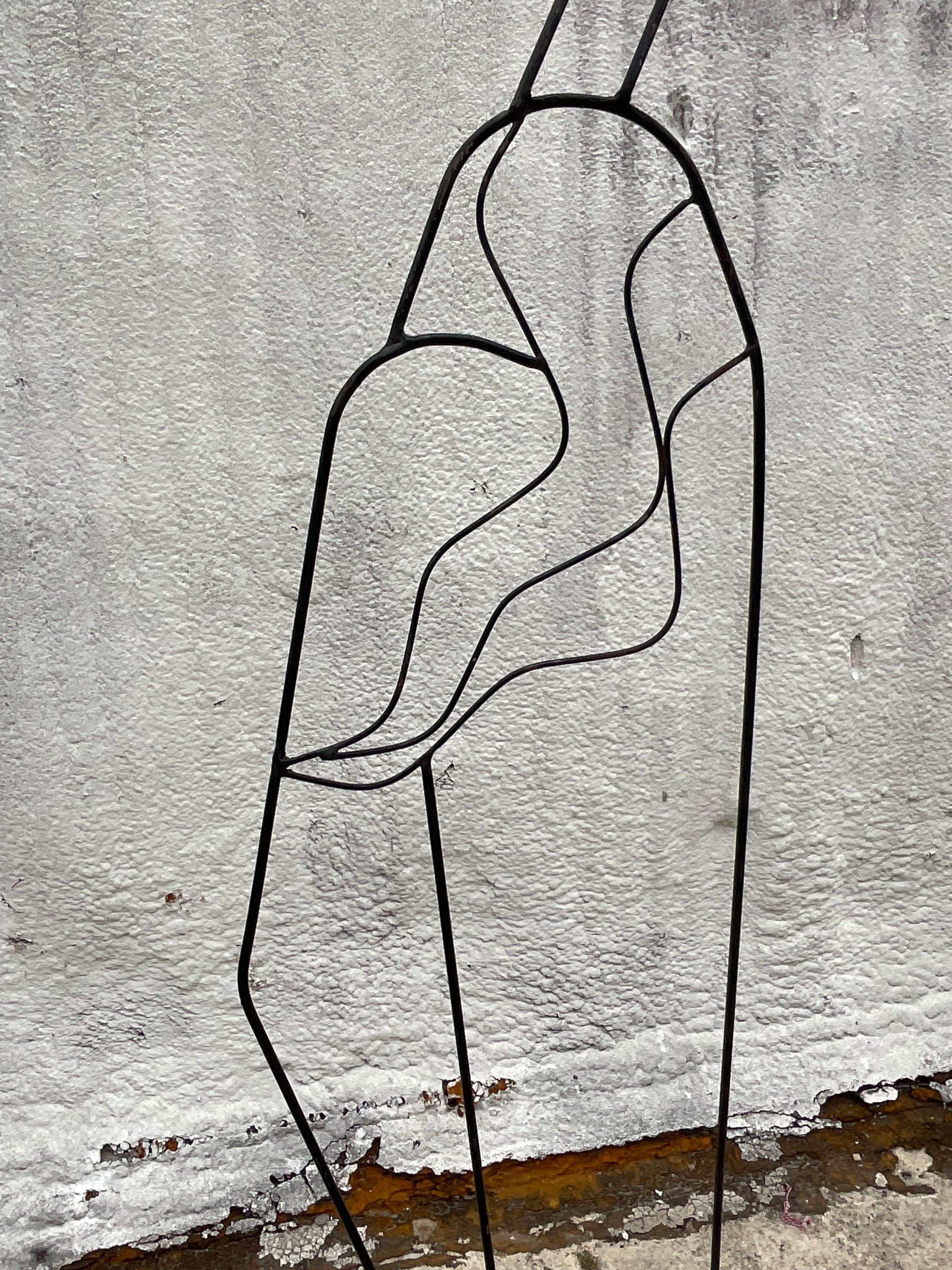  Vintage PostModern Wrought Iron Sculpture of Woman For Sale 3