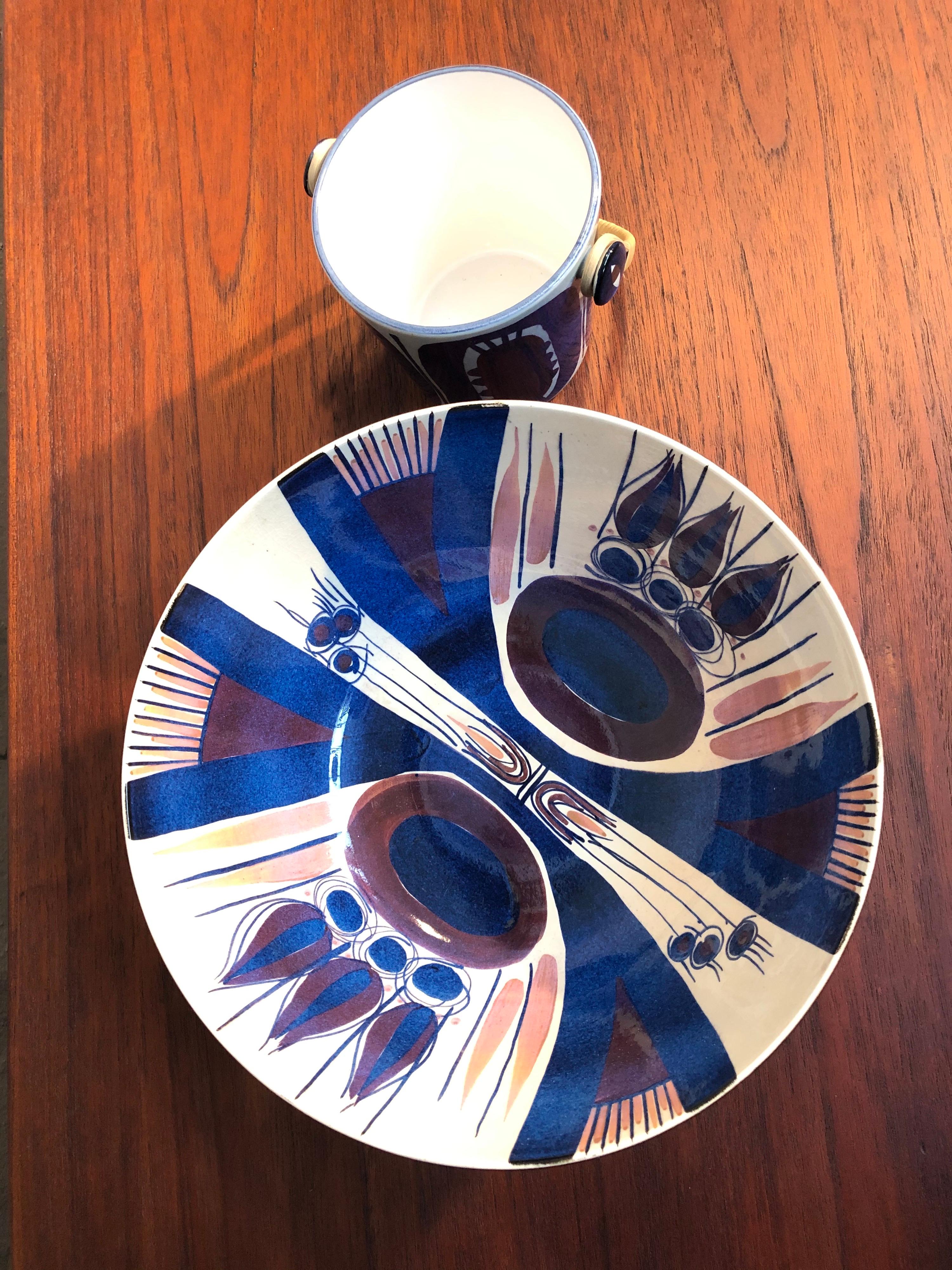 Fait main Bol et seau à glace en poterie vintage d'Inge-Lise Koefoed pour Aluminia of Denmark en vente