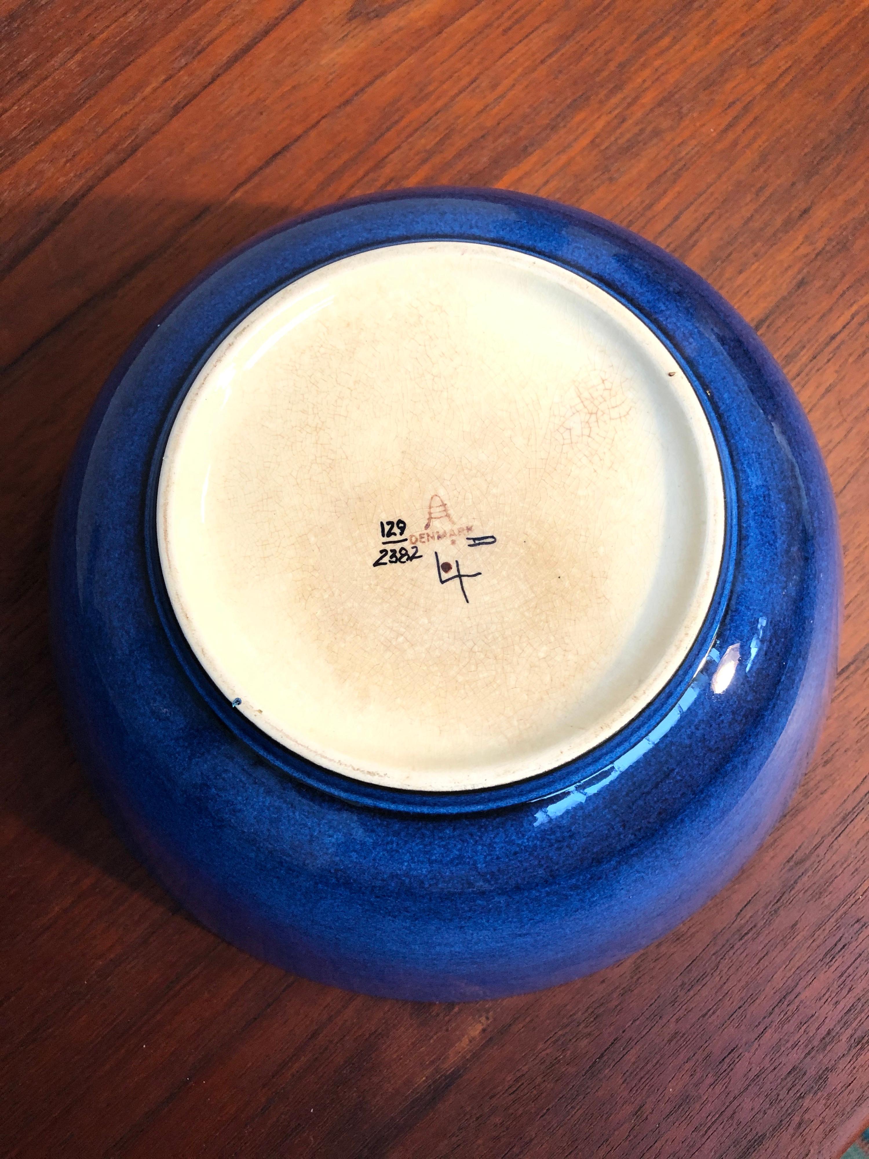 Bol et seau à glace en poterie vintage d'Inge-Lise Koefoed pour Aluminia of Denmark en vente 1