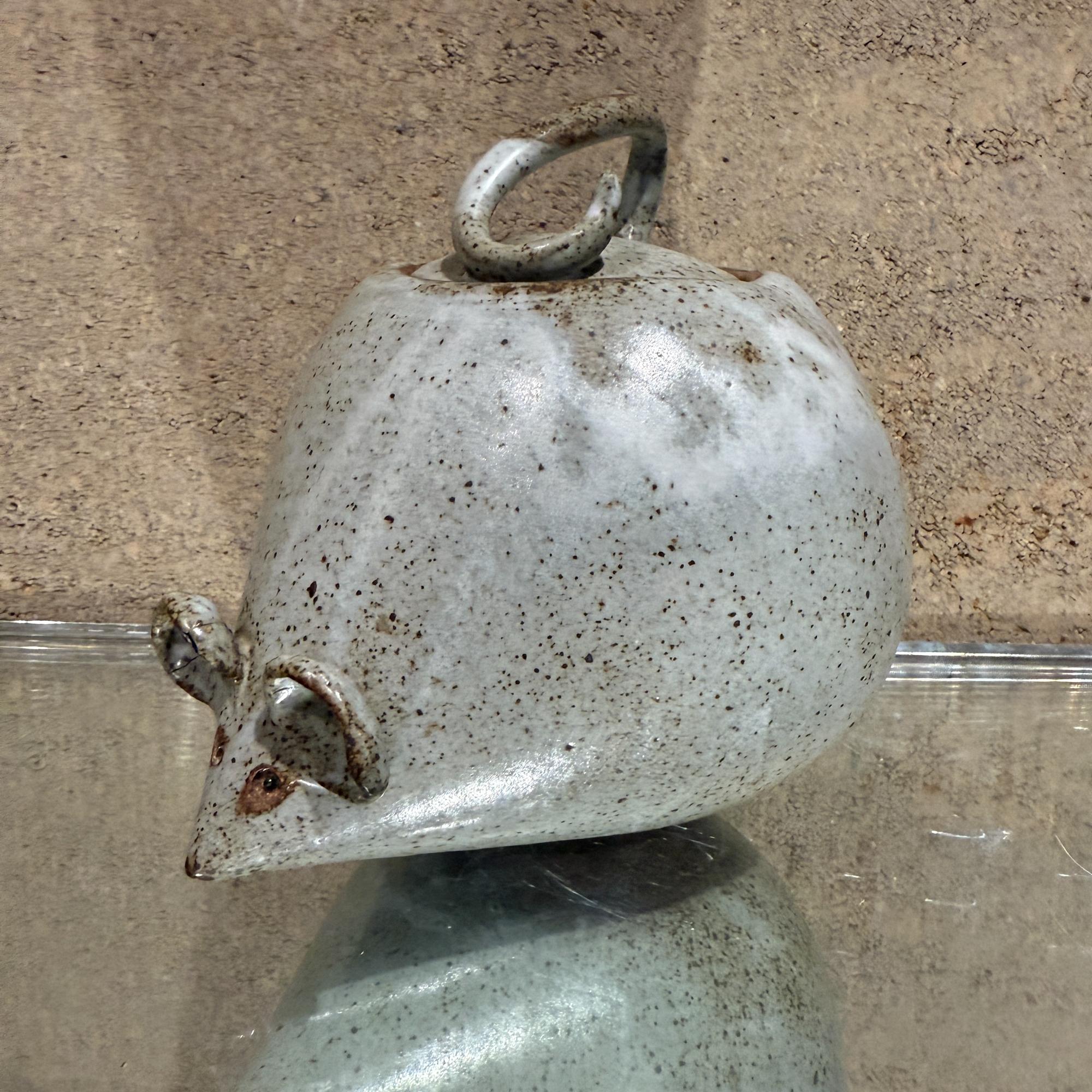 Vintage Pottery Cookie Jar Safekeeping in Mice Mouse Shape For Sale 1