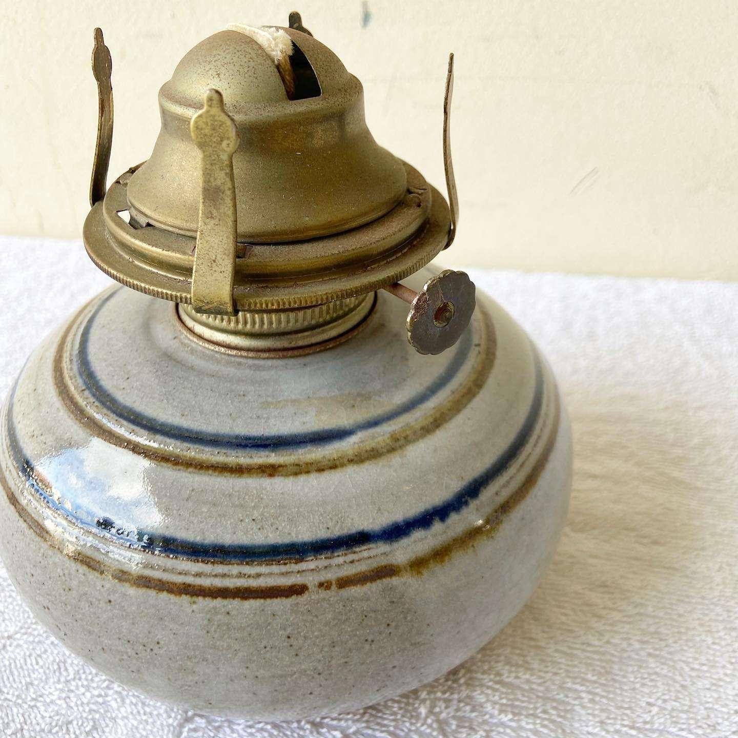 Vintage Pottery Oil Lamp For Sale 3