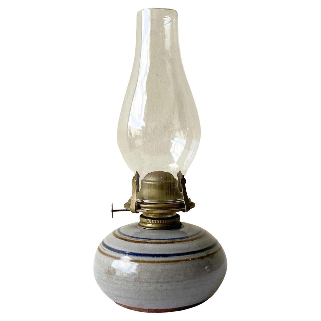 Vintage Pottery Oil Lamp For Sale