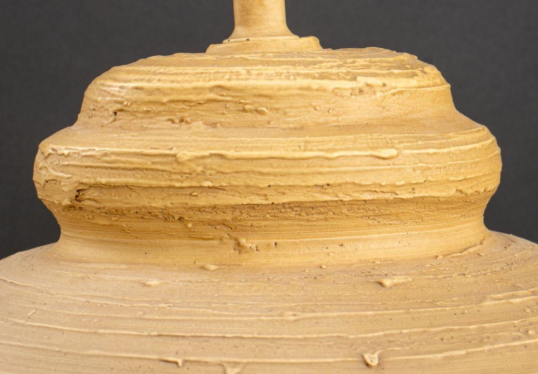 Vintage pottery plum shape vase table lamp.