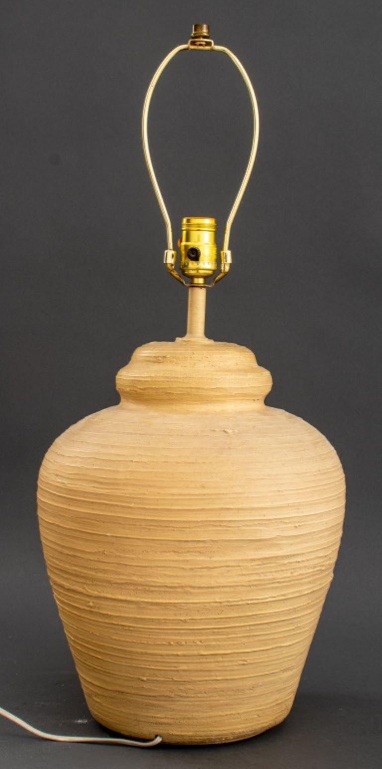 Vintage Pottery Plum Shape Table Lamp For Sale 2