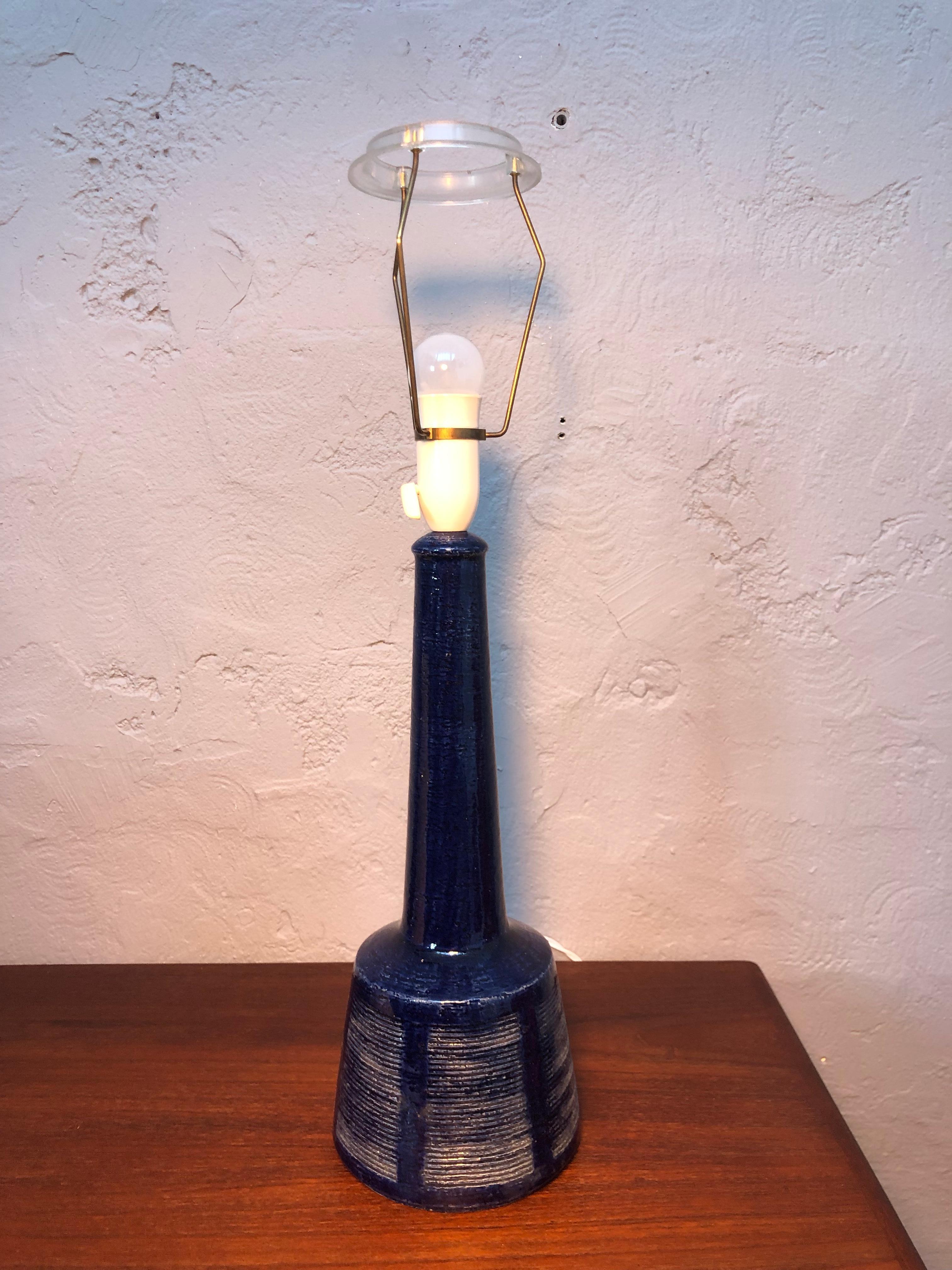 Hand-Crafted Vintage Pottery Table Lamp by Palshus for Le Klint of Denmark For Sale