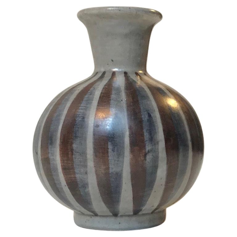 Vintage Pottery Vase with Stripes by Eva & Johannes Andersen, 1960s