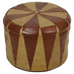 Vintage Pouf Star Motif Skai Faux Leather Moroccan Style 1960s