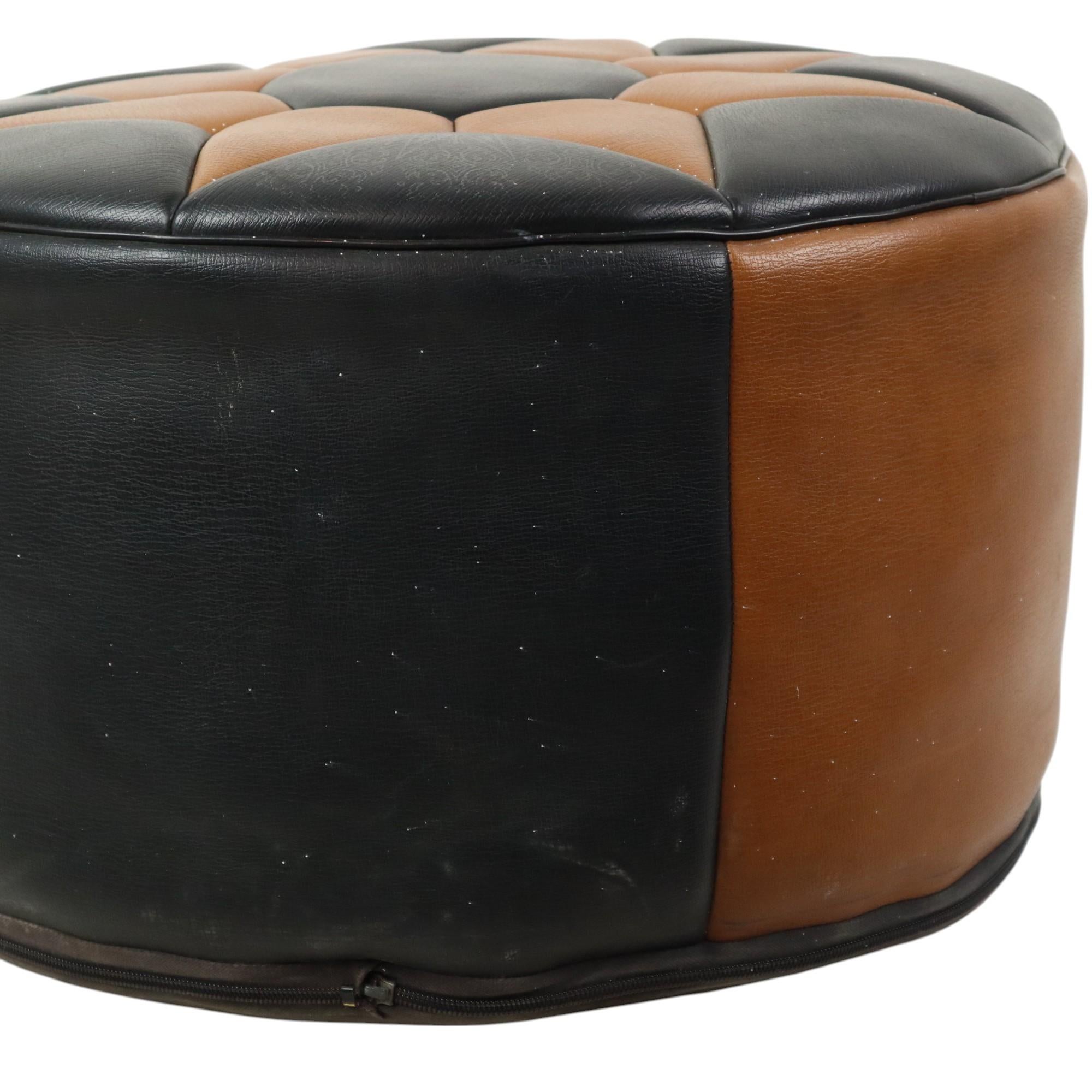 Vintage Pouf Star Motif Skai Faux Leather Moroccan Style 60s 6