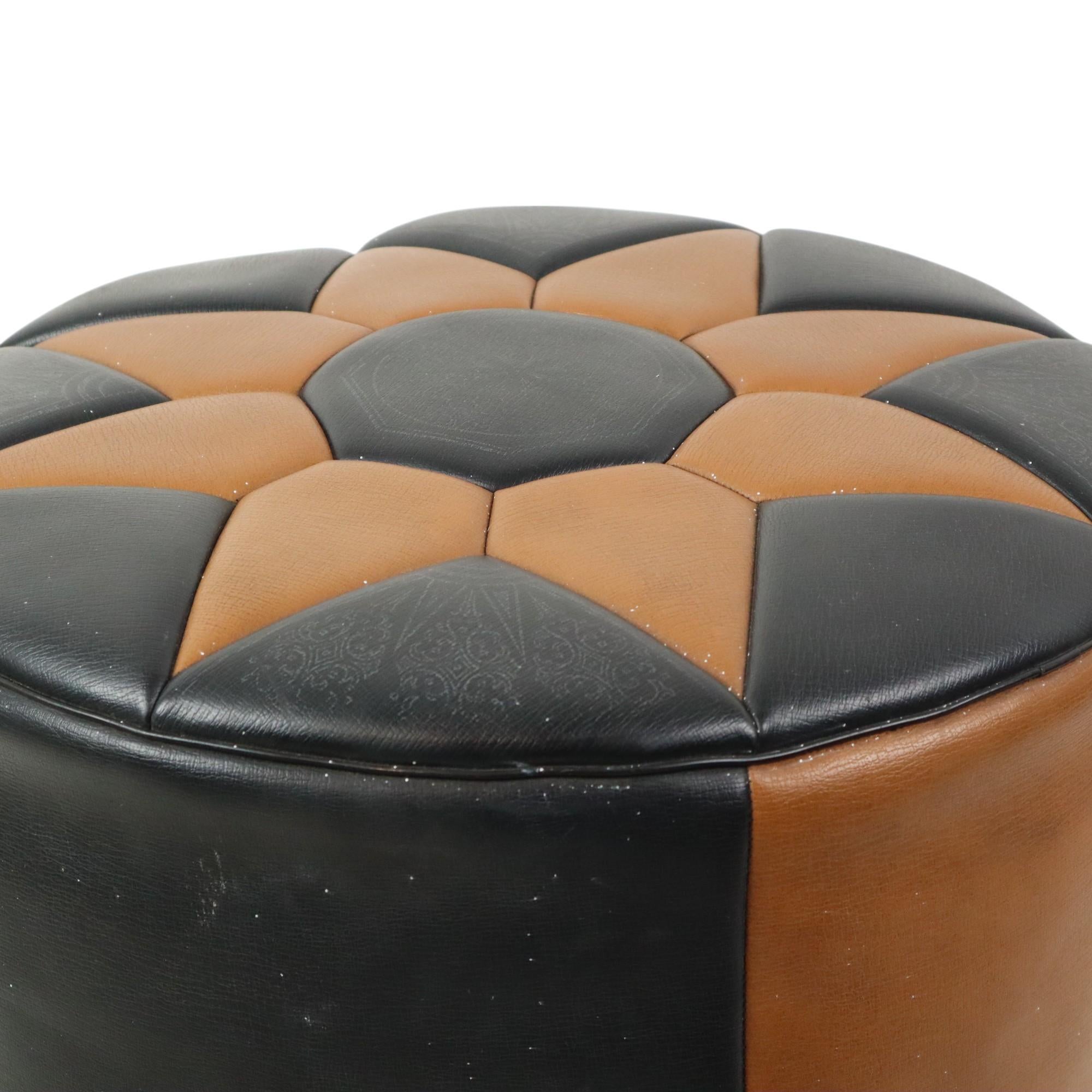 Vintage Pouf Star Motif Skai Faux Leather Moroccan Style 60s 7