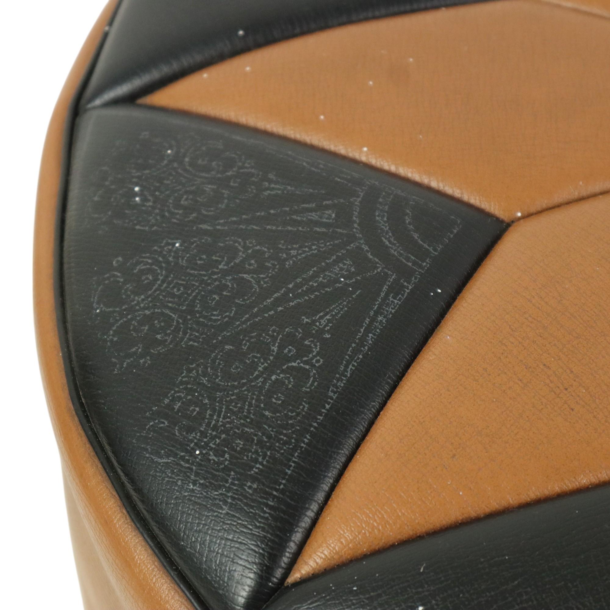 Mid-20th Century Vintage Pouf Star Motif Skai Faux Leather Moroccan Style 60s