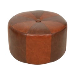 Vintage Pouf Two-tone Skai Faux Leather Sixties 46cm