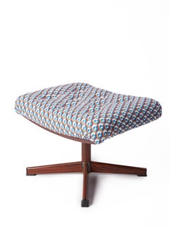 Vintage Pouffe by La DoubleJ, Maximalist Blue Squares Print, Italy