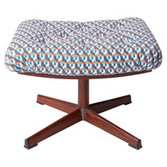 Vintage Pouffe by La DoubleJ, Maximalist Blue Squares Print, Italy