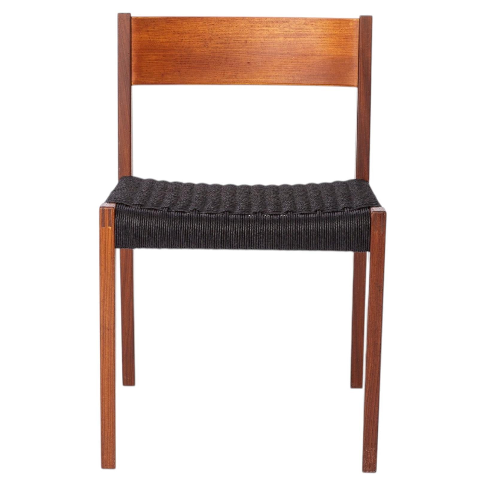Vintage Poul Cadovius Chair “Pia” for Cado, Danish Teak Chair 1960s, Black cord