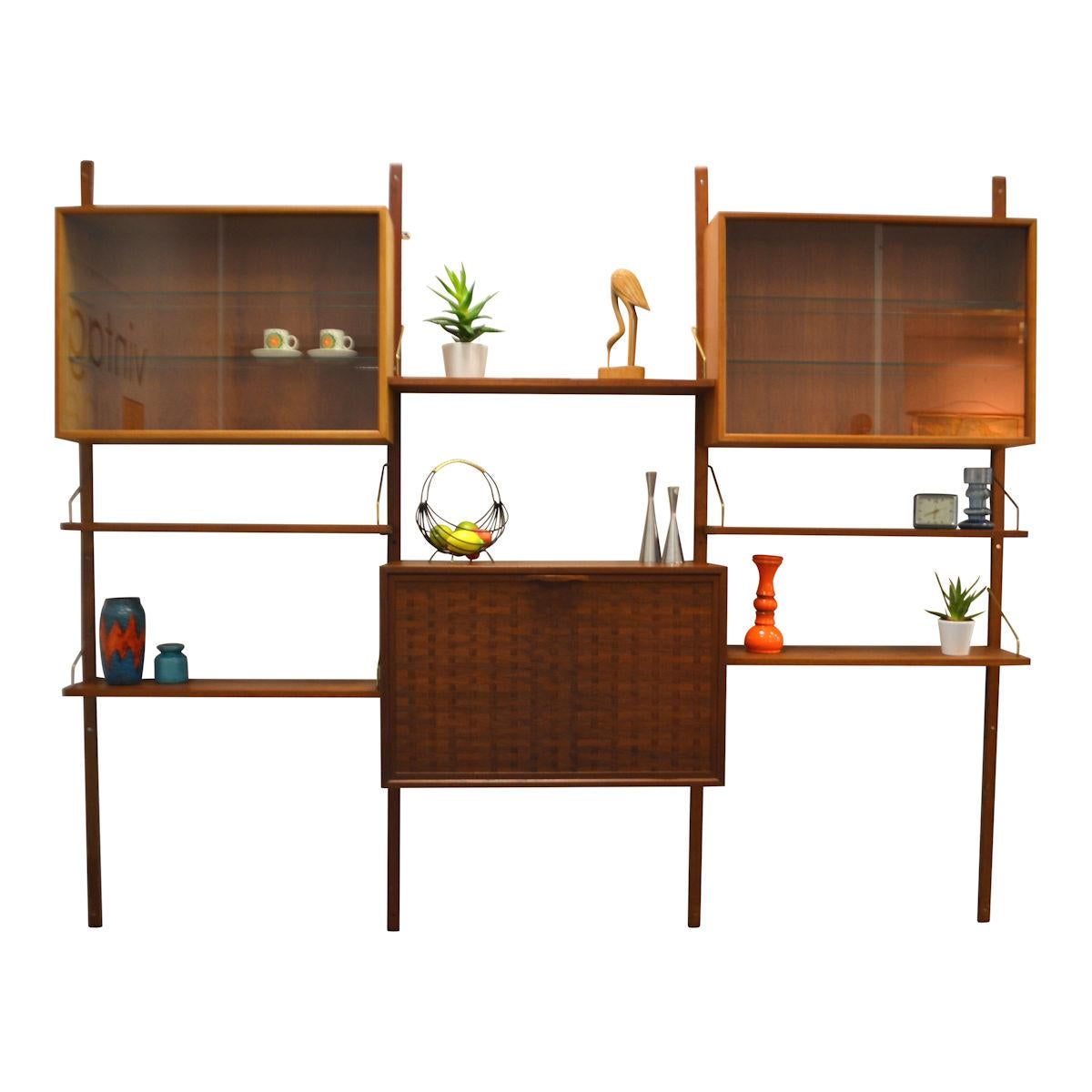 Vintage Poul Cadovius Teak Wall-Unit System For Sale 3