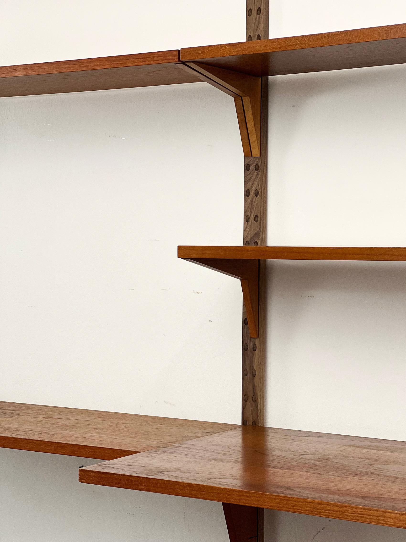 Teak Vintage Poul Cadovius Wall Unit, Mid-Century Modern Shelf Royal System, Denmark For Sale