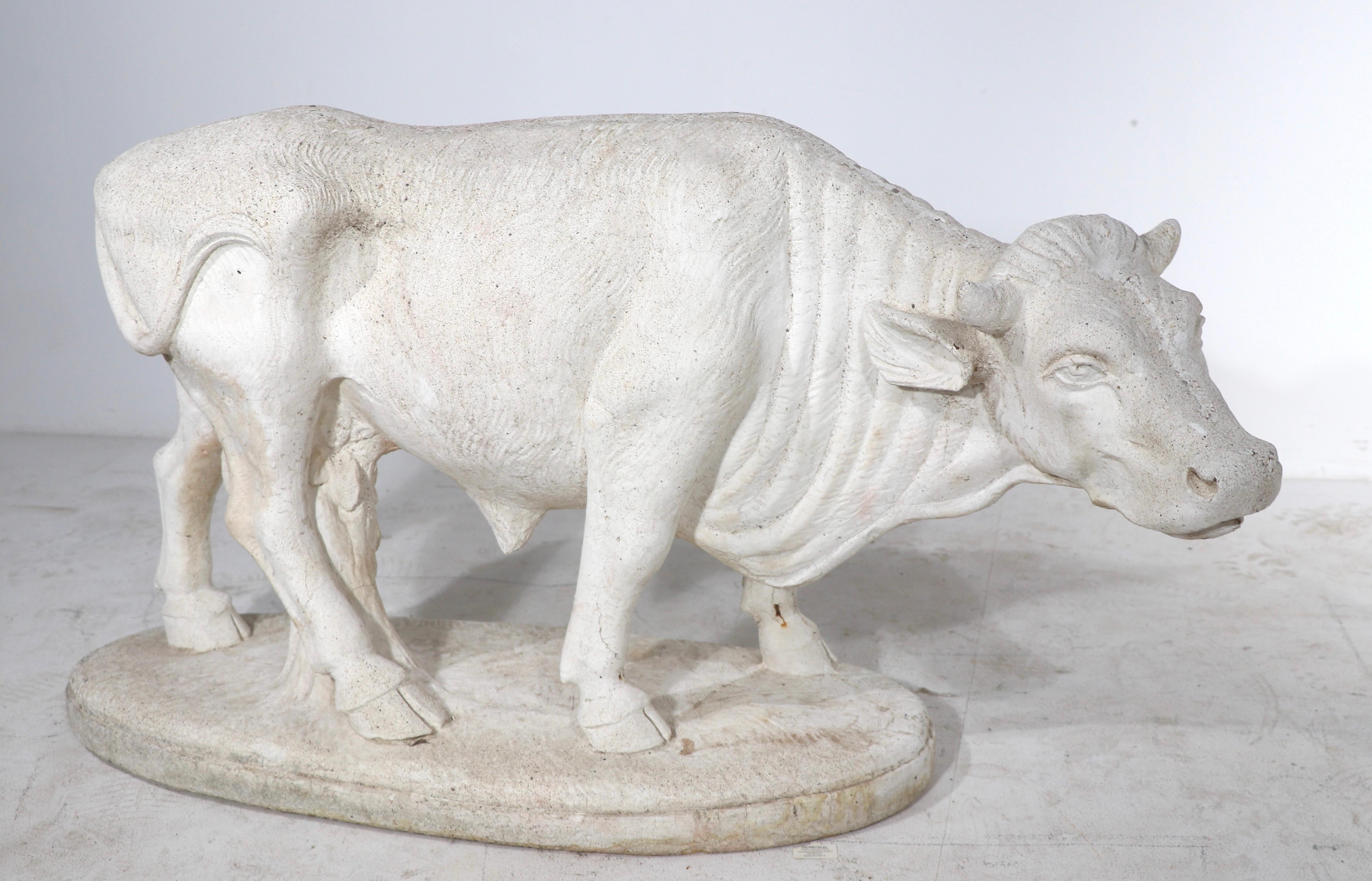 Vintage Poured Stone Bull For Sale 3
