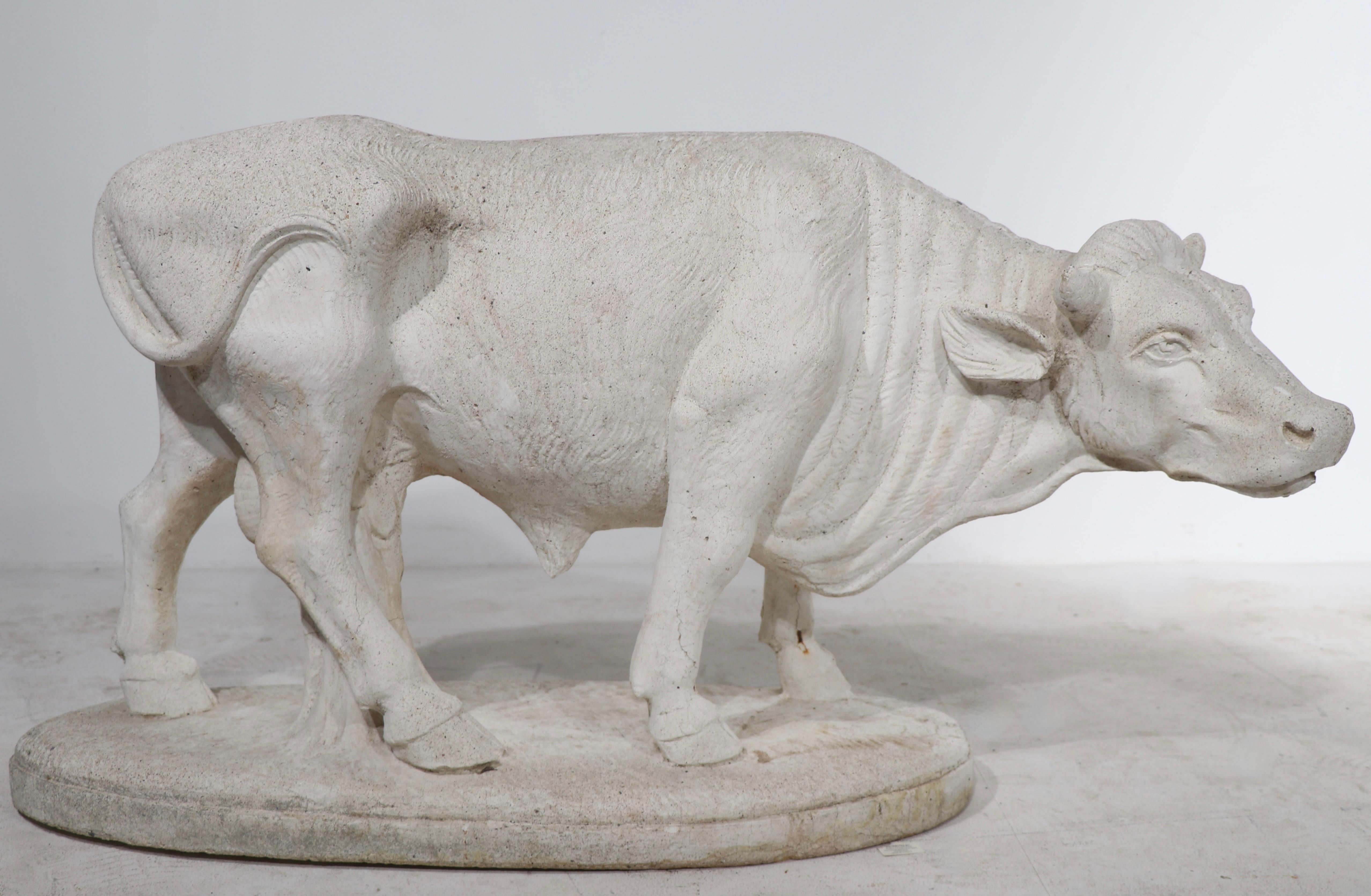 Rustic Vintage Poured Stone Bull For Sale
