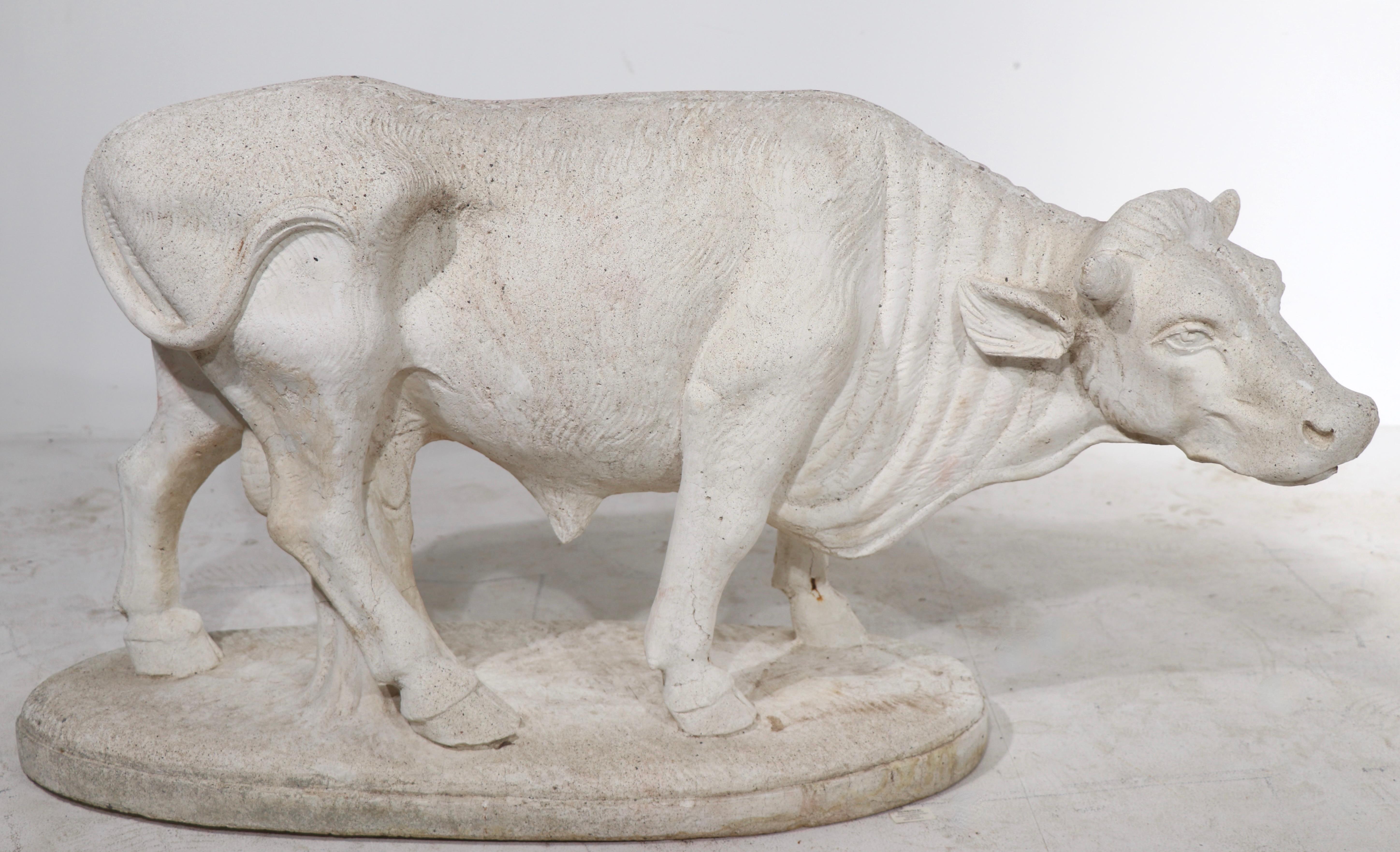 Vintage Poured Stone Bull In Good Condition For Sale In New York, NY