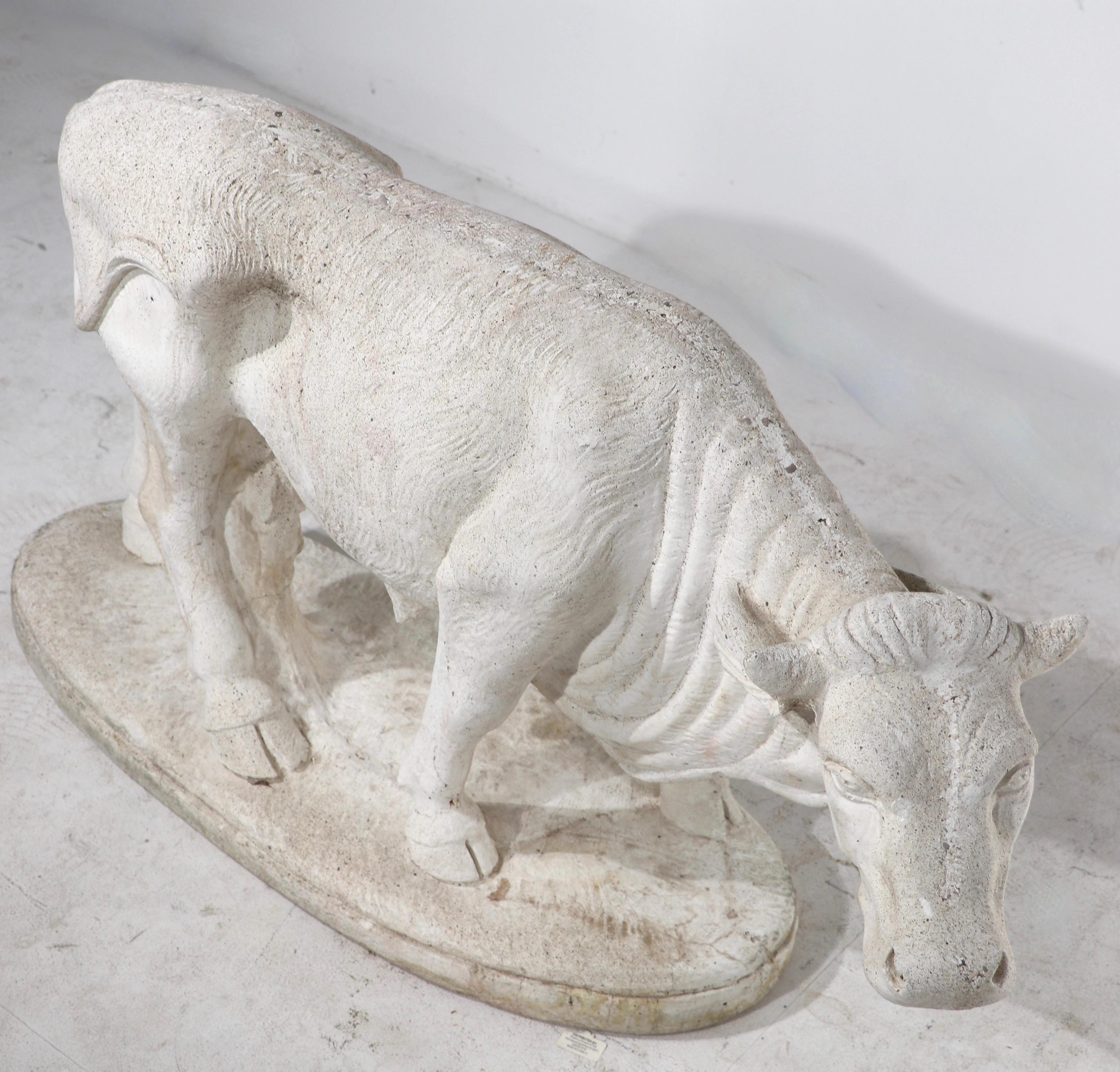 20th Century Vintage Poured Stone Bull For Sale