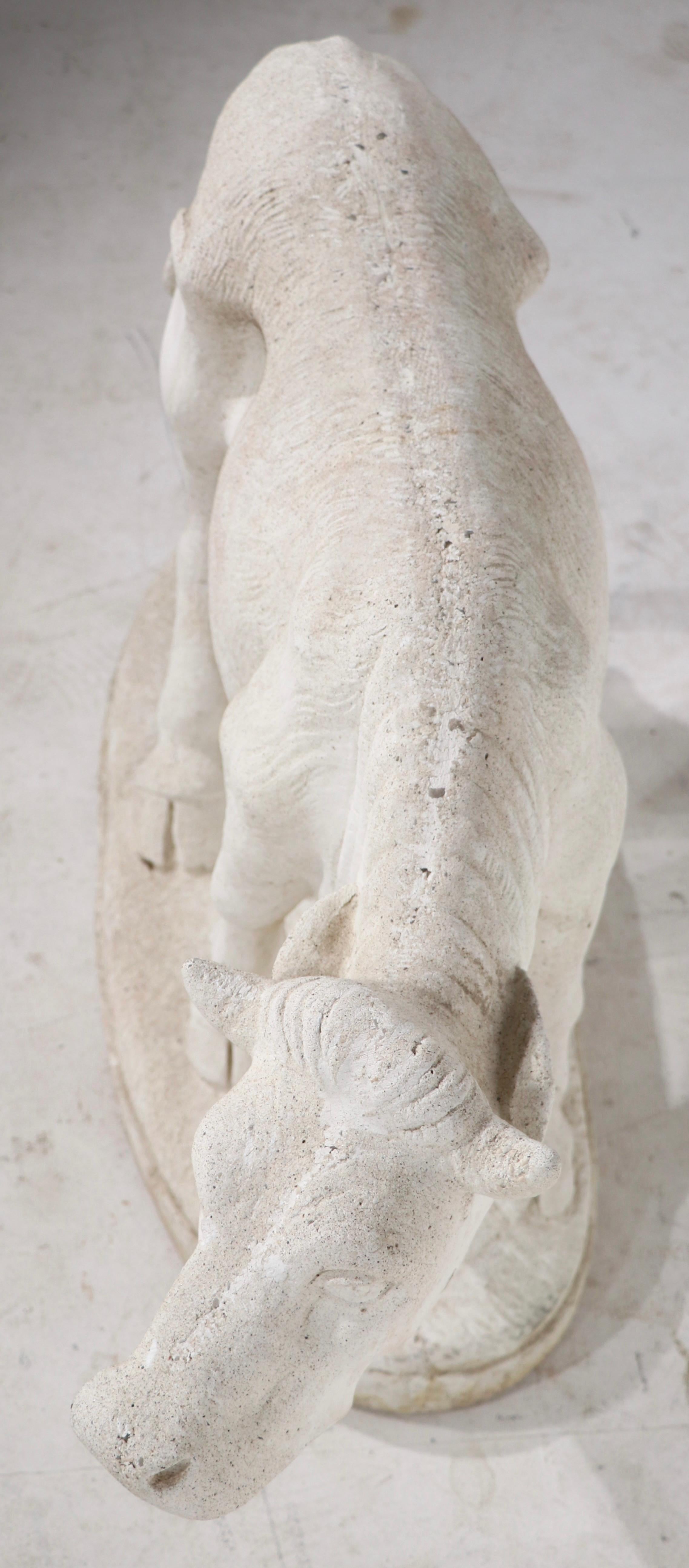 Cement Vintage Poured Stone Bull For Sale