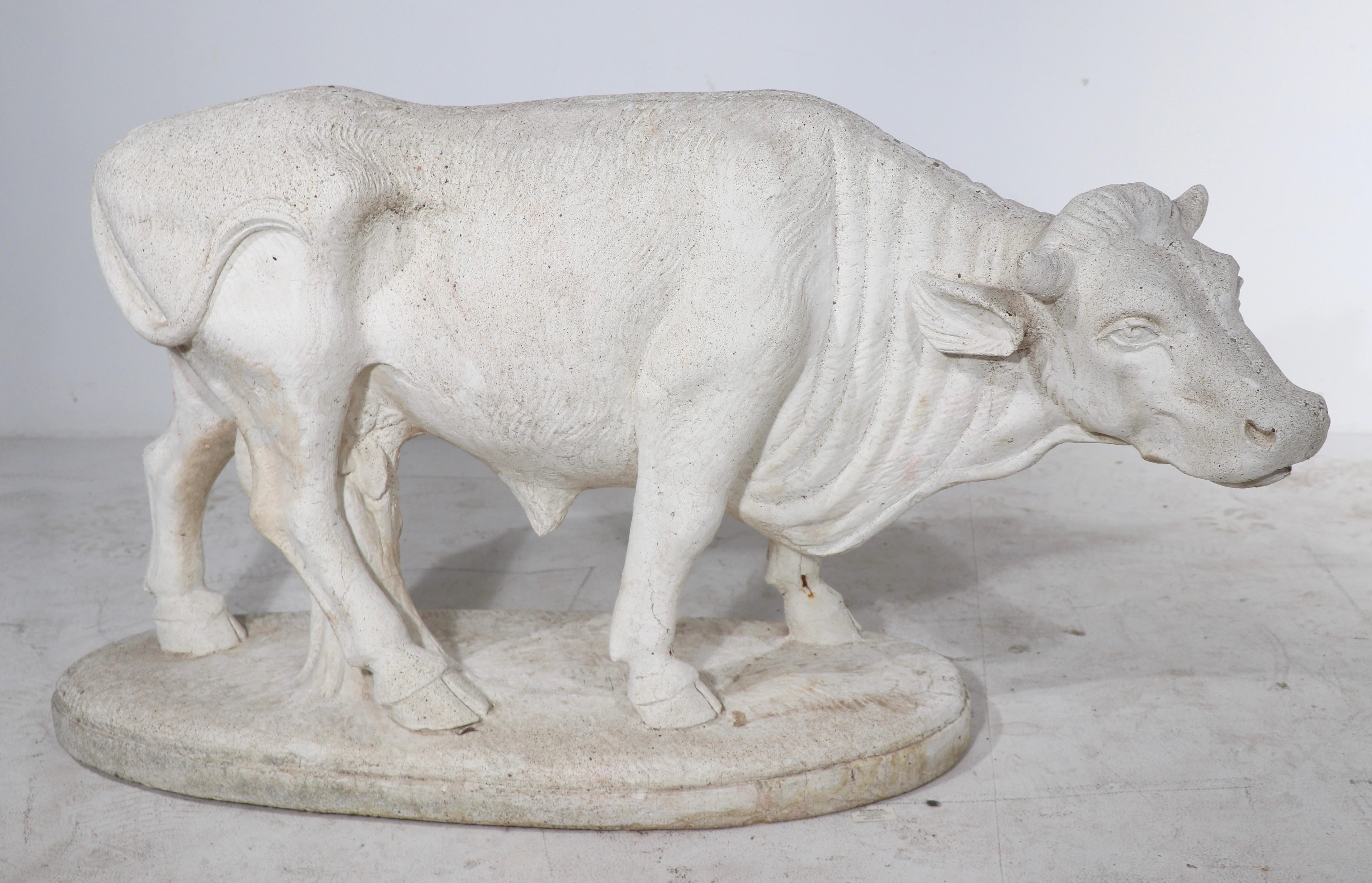 Vintage Poured Stone Bull For Sale 1