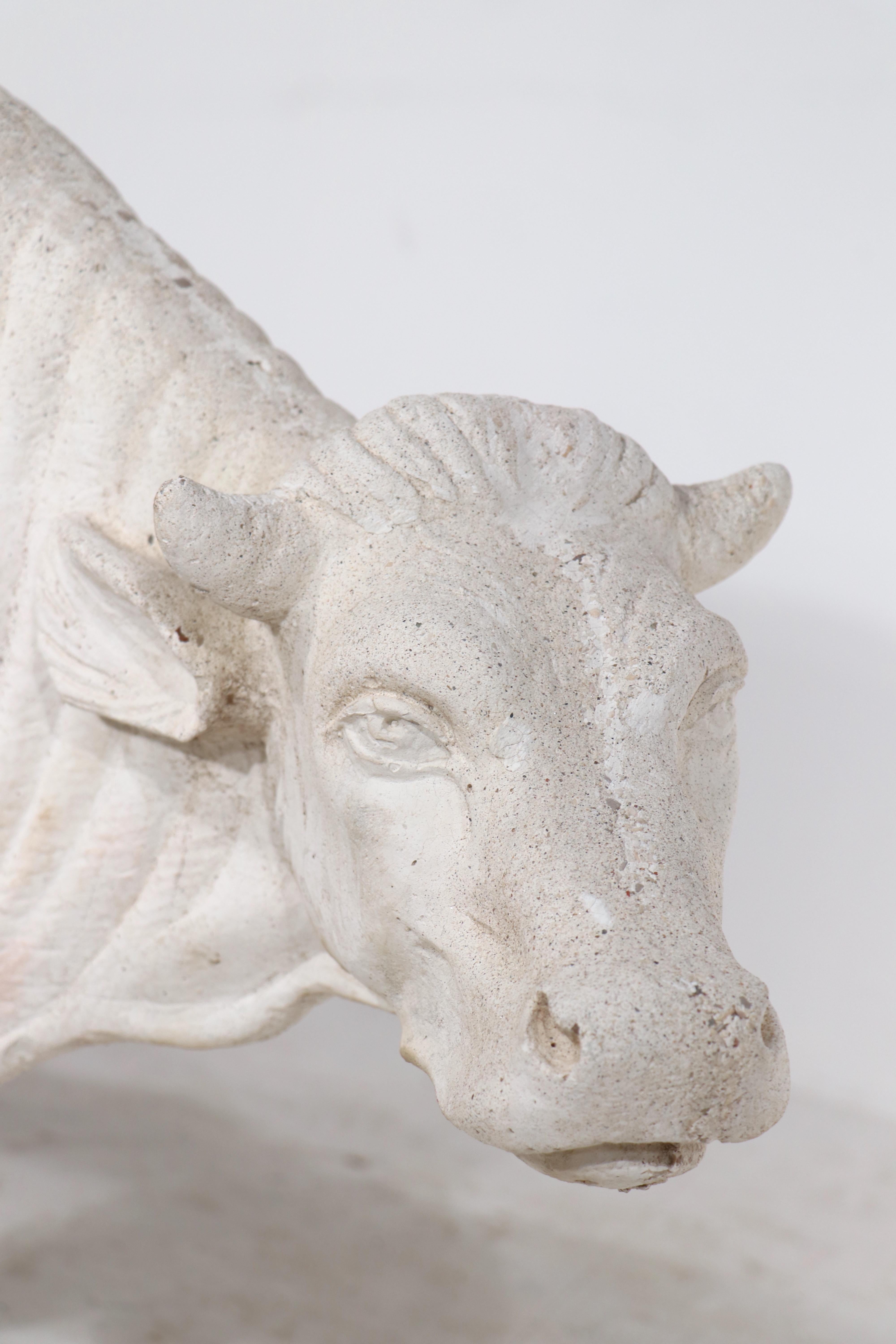 Vintage Poured Stone Bull For Sale 2