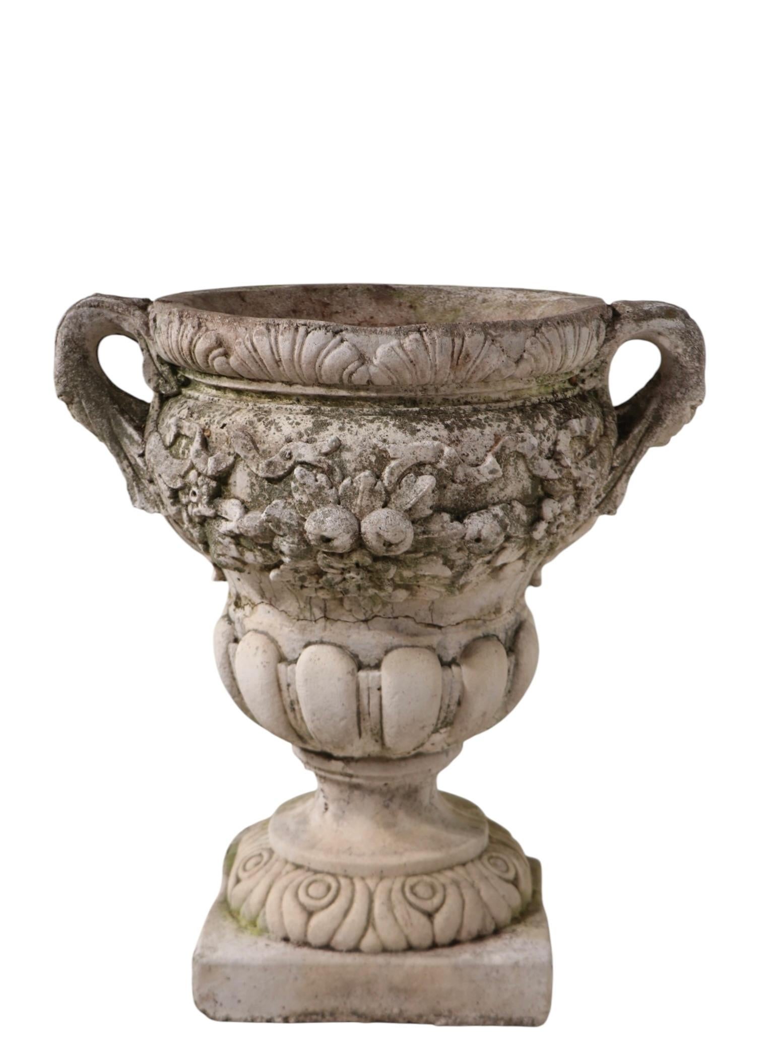 Vintage Poured Stone Urn Form Planter For Sale 3