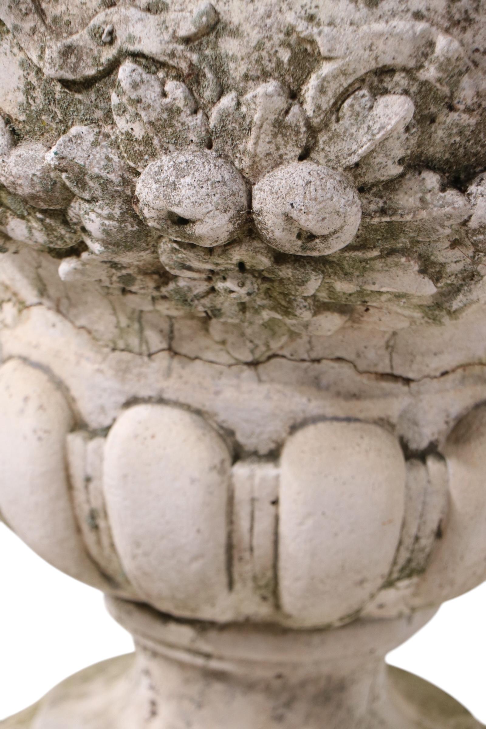 Vintage Poured Stone Urn Form Planter For Sale 4