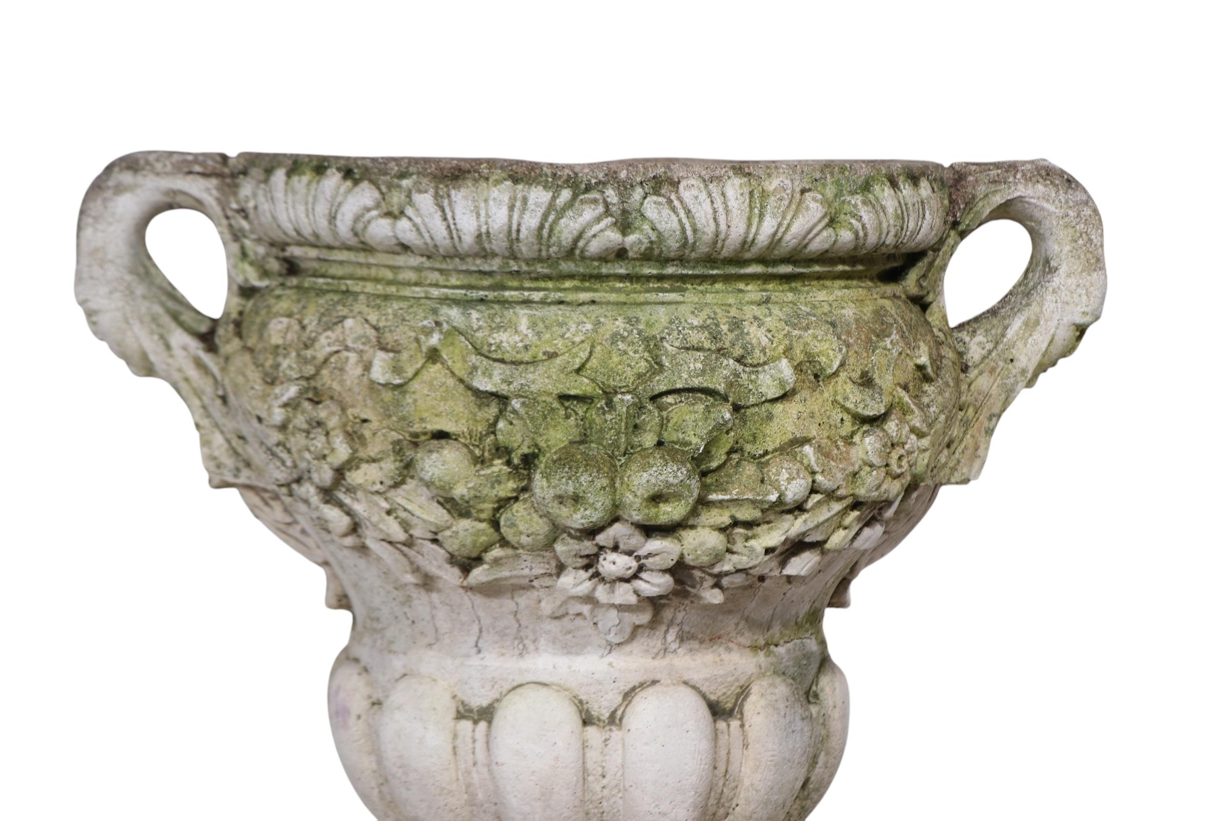 Vintage Poured Stone Urn Form Planter For Sale 5